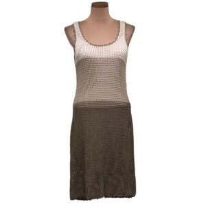 Tommy Bahama Midi Dress Size Small Cream Tan Brown Ombre Crochet Knit
